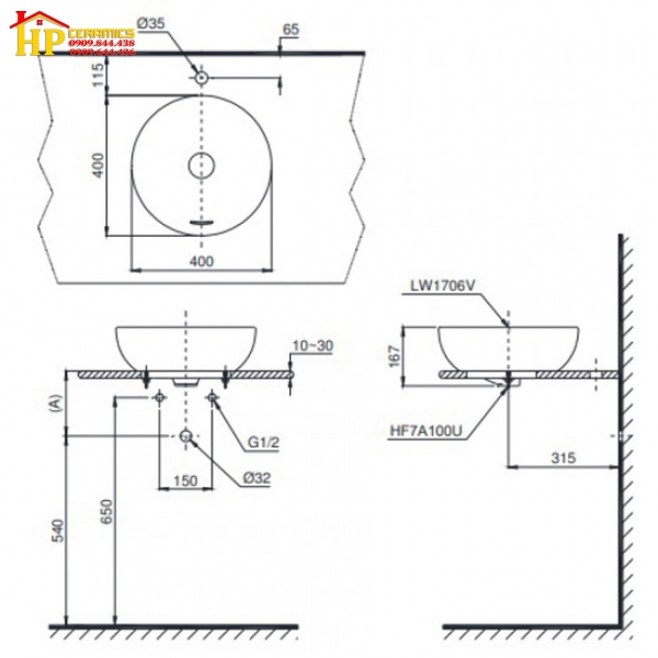 CHẬU LAVABO ĐẶT BÀN TOTO  LT1706 CHÍNH HÃNG