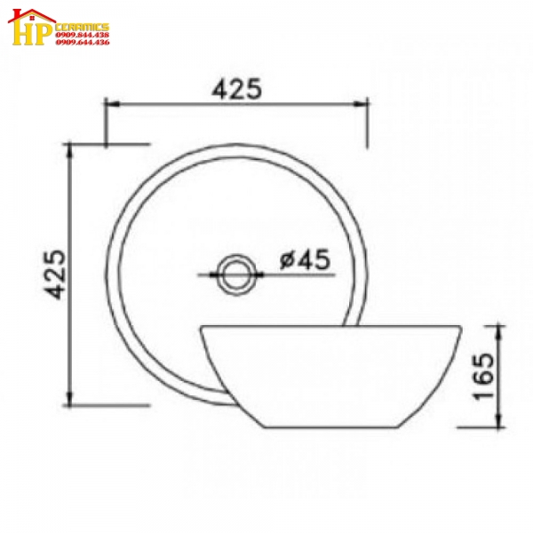 CHẬU LAVABO ĐẶT BÀN CAESAR L5215 CHÍNH HÃNG