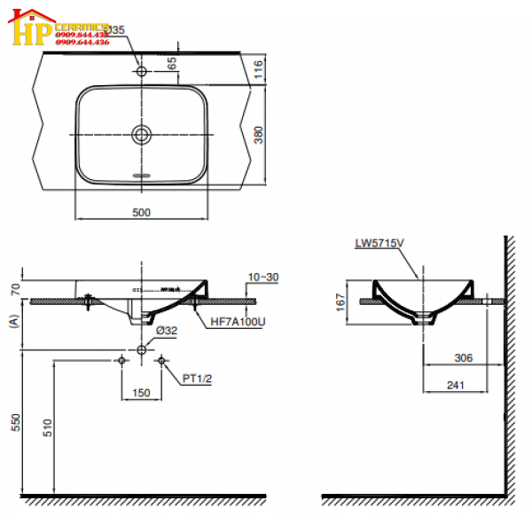 CHẬU LAVABO ĐẶT BÀN TOTO LT5715 CHÍNH HÃNG