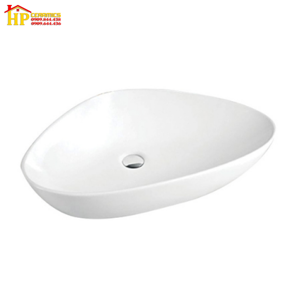 LAVABO SỨ TRẮNG ĐẶT BÀN HÌNH TAM GIÁC L6023