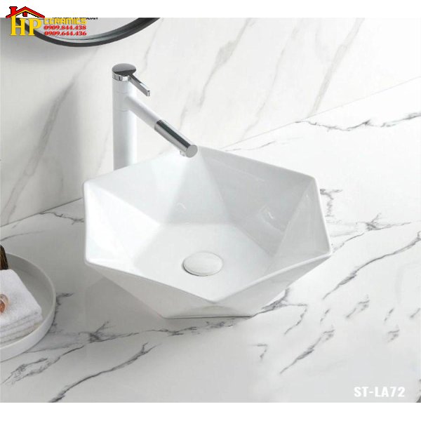 LAVABO ĐẶT BÀN LỤC GIÁC LA-72 CAO CẤP GIÁ RẺ