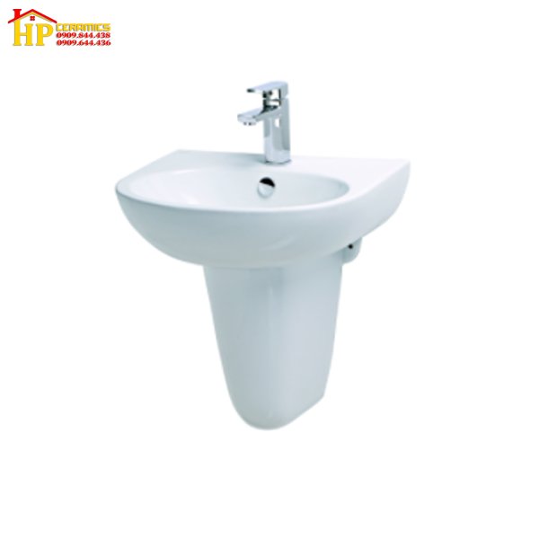 CHẬU LAVABO TREO TƯỜNG CHÂN NGẮN CAESAR L2152 + P2443 CHÍNH HÃNG
