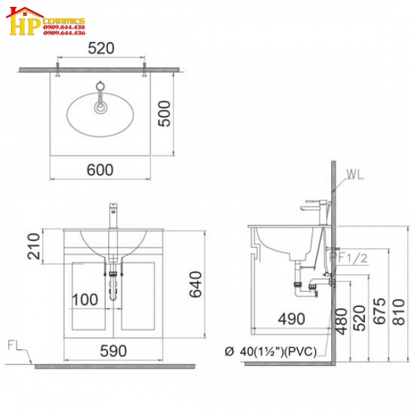 TỦ LAVABO CAESAR LF5024+EH15024AV CHÍNH HÃNG