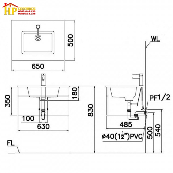 TỦ LAVABO CAESAR LF5030+EH05030DDV CHÍNH HÃNG