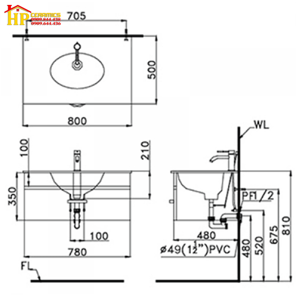 TỦ LAVABO CAESAR LF5032+EH05032DDV CHÍNH HÃNG