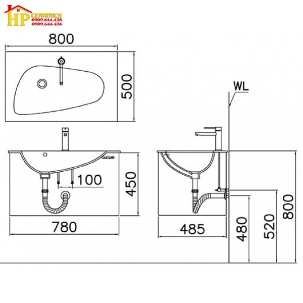 TỦ LAVABO CAESAR LF5036+EH05036AV CHÍNH HÃNG