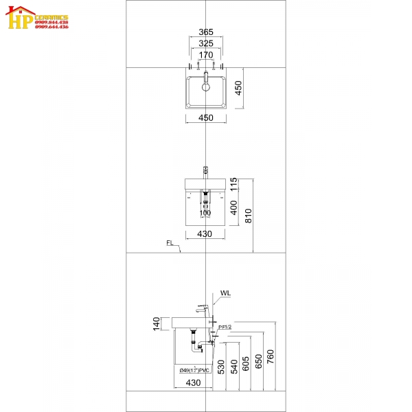 TỦ LAVABO CAESAR LF5255+EH05255AV CHÍNH HÃNG