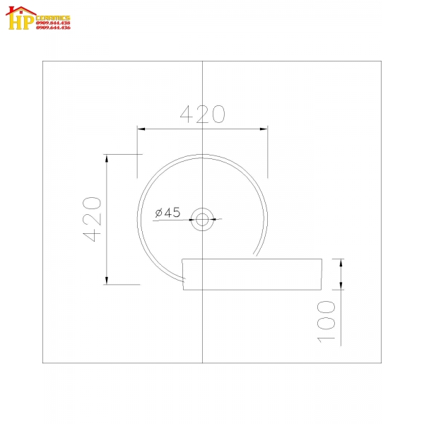 CHẬU LAVABO ĐẶT BÀN CAESAR LF5258 CHÍNH HÃNG
