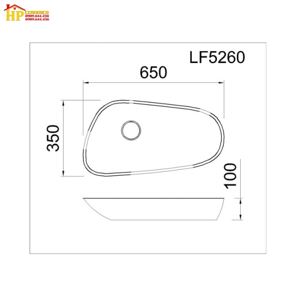 CHẬU LAVABO ĐẶT BÀN CAESAR LF5260 CHÍNH HÃNG