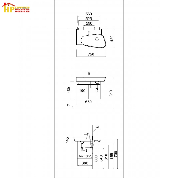 TỦ LAVABO CAESAR LF5364+EH05362ADV CHÍNH HÃNG