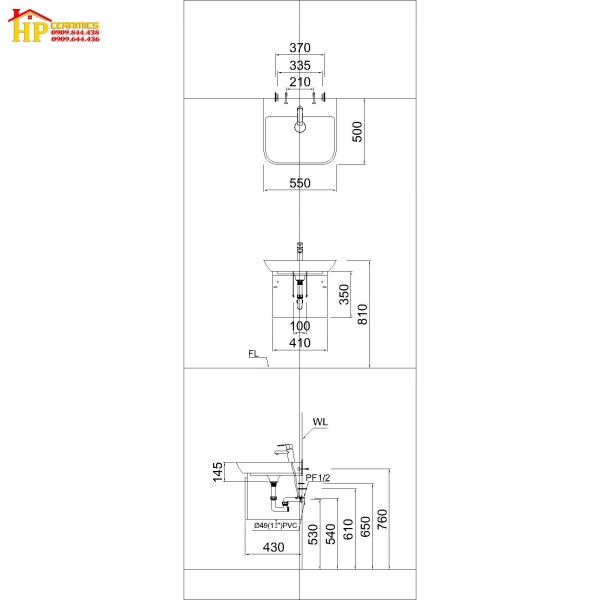 TỦ LAVABO CAESAR LF5370+EH05370AV CHÍNH HÃNG