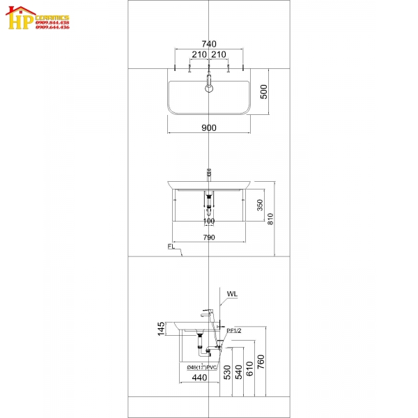 TỦ LAVABO CAESAR LF5376+EH05376AV CHÍNH HÃNG