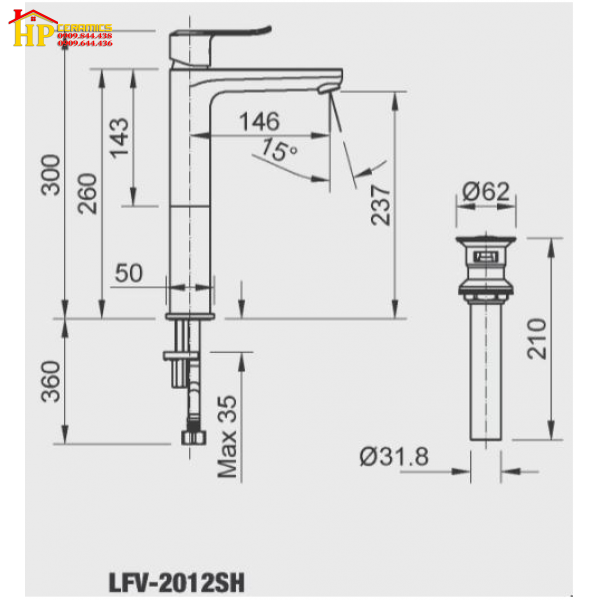 VÒI LAVABO NÓNG LẠNH INAX LFV-2012SH CHÍNH HÃNG