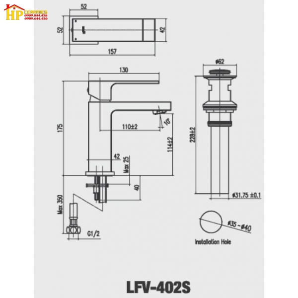 VÒI LAVABO NÓNG LẠNH INAX LFV-402S CHÍNH HÃNG