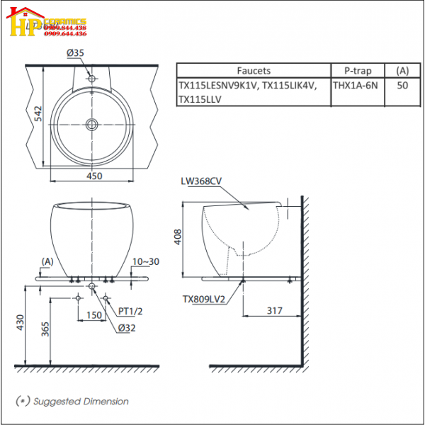 CHẬU LAVABO ĐẶT BÀN TOTO  LT368C CHÍNH HÃNG