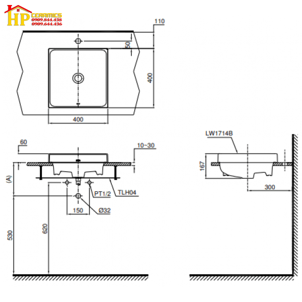 CHẬU LAVABO ĐẶT BÀN TOTO LW1714B#XW CHÍNH HÃNG