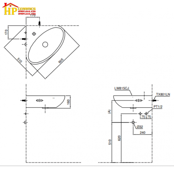 LAVABO GÓC TREO TƯỜNG TOTO LW815CJW/F#W CHÍNH HÃNG