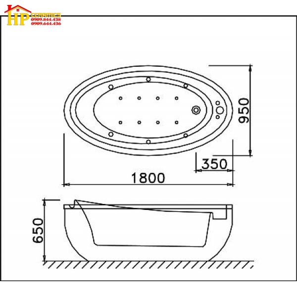 BỒN TẮM ĐỘC LẬP CAESAR AT6480 CHÍNH HÃNG