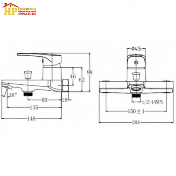 SEN TẮM NÓNG LẠNH MẠ ĐEN CAESAR S393CB CHÍNH HÃNG