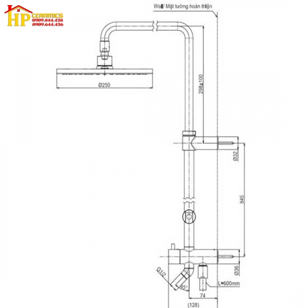 CÂY SEN TẮM TOTO TBW07006A CHÍNH HÃNG
