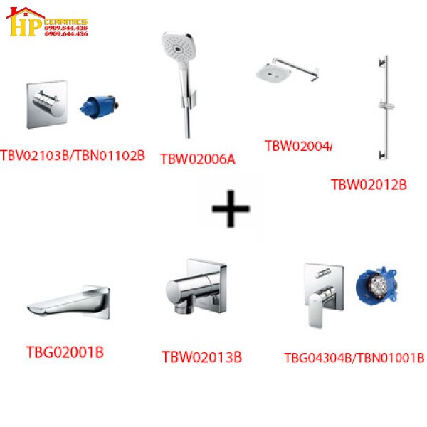 SEN TẮM ÂM TƯỜNG TOTO TBG04304B KÈM 7 MÓN CHÍNH HÃNG 