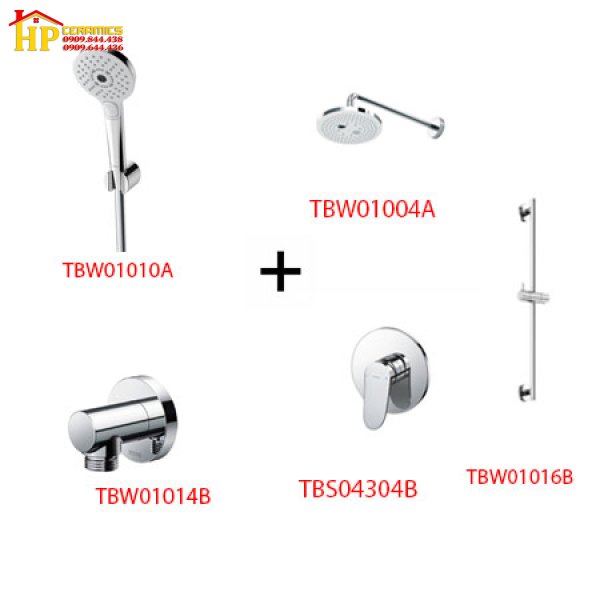 SEN TẮM ÂM TƯỜNG TOTO TBS04304B KÈM PHỤ KIỆN 4 MÓN