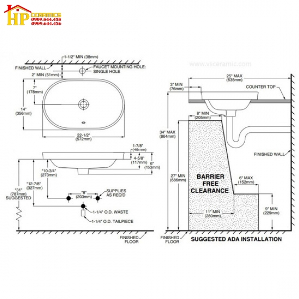 CHẬU LAVABO ĐẶT BÀN AMERICAN STANDARD  WP-0310 CHÍNH HÃNG