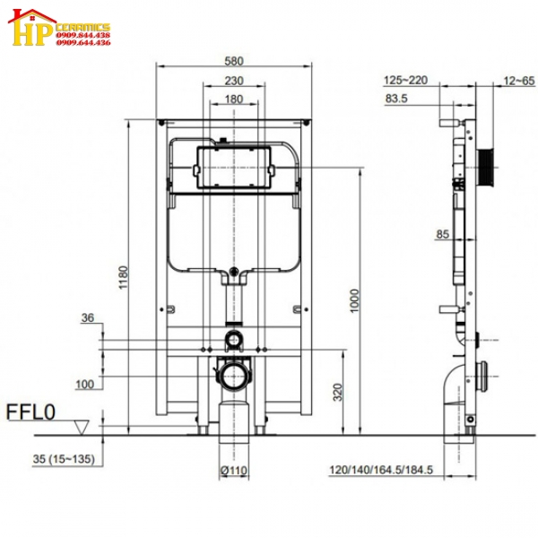 KÉT NƯỚC ÂM TƯỜNG TOTO WH172A CHÍNH HÃNG