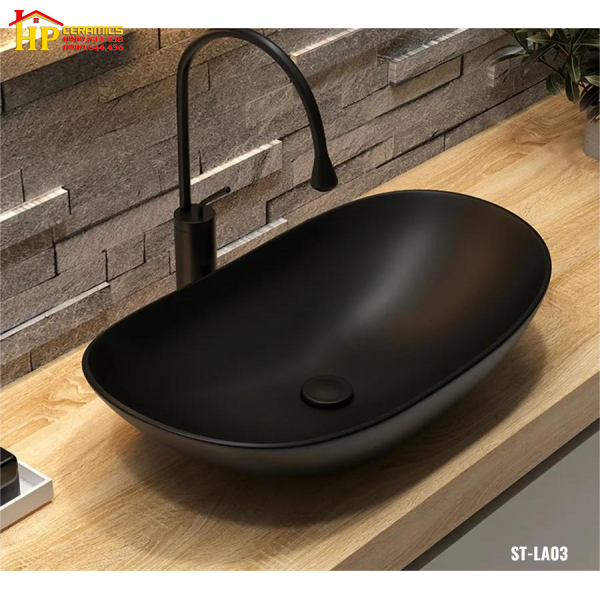 LAVABO ĐẶT BÀN THUYỀN ĐEN ST-LA03 CAO CẤP GIÁ RẺ