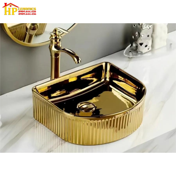LAVABO SỨ MẠ VÀNG SANG TRỌNG LA-46