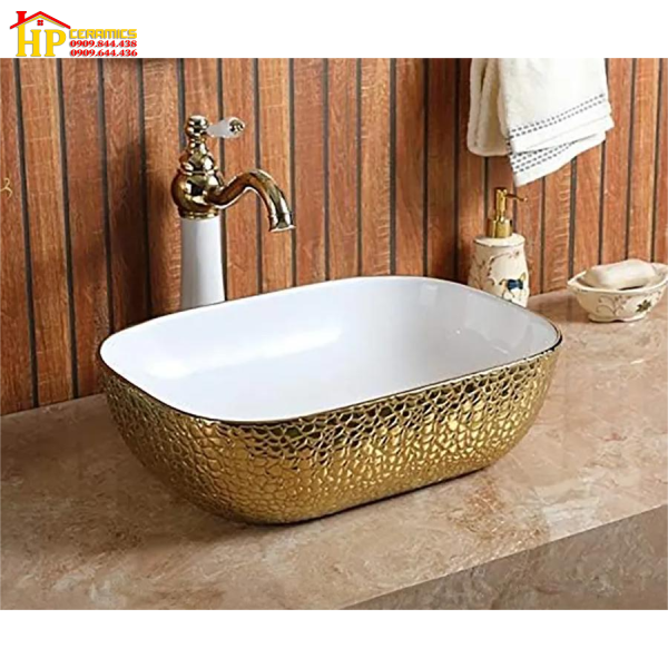 LAVABO ĐẶT BÀN MẠ VÀNG SANG TRỌNG LA-62