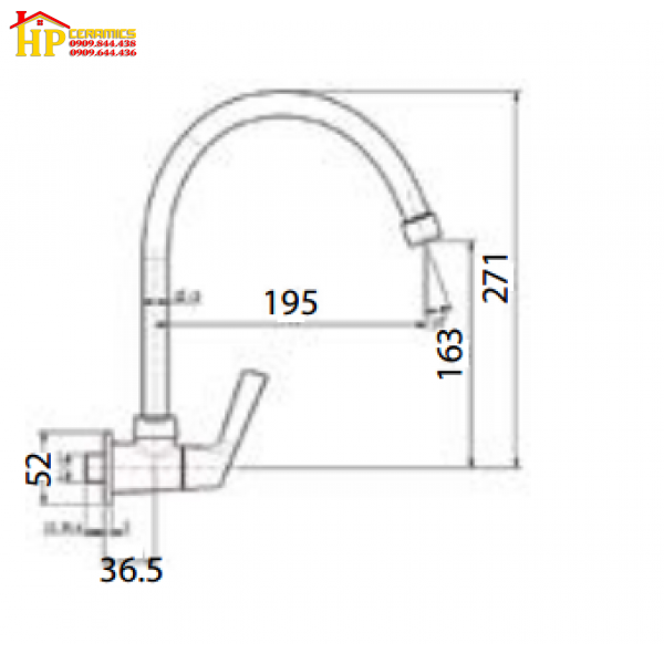 VÒI RỬA CHÉN GẮN TƯỜNG LẠNH AMERICAN STANDARD WF-T607 CHÍNH HÃNG