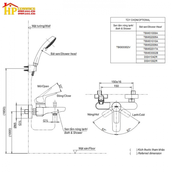 SEN TẮM NÓNG LẠNH TOTO TBG03302V/TBW01008A CHÍNH HÃNG