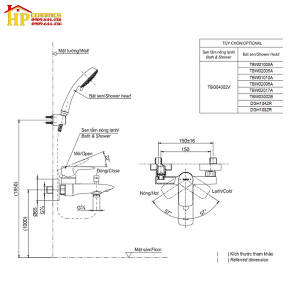 SEN TẮM NÓNG LẠNH TOTO TBG04302V/TBW02006A CHÍNH HÃNG