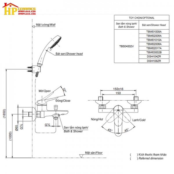 SEN TẮM NÓNG LẠNH TOTO TBS04302V/TBW02005A CHÍNH HÃNG