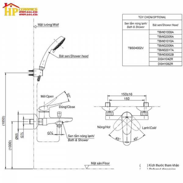 SEN TẮM NÓNG LẠNH TOTO  TBS04302V/TBW02006A CHÍNH HÃNG 