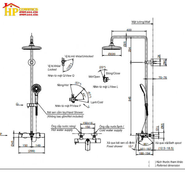 SEN TẮM ĐỨNG NÓNG LẠNH TOTO  TBW01301B CHÍNH HÃNG