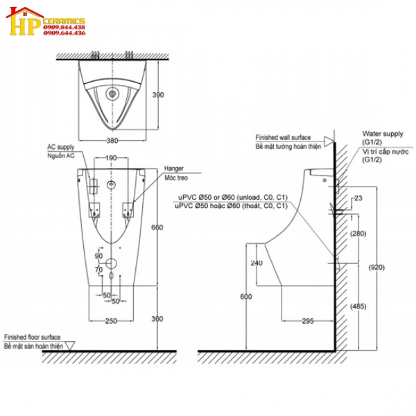BỒN TIỂU CẢM ỨNG TOTO USWN902ASV#XW CHÍNH HÃNG