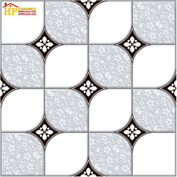 GẠCH LÁT NỀN TOLEL 30X30 MÀU ĐEN TRẮNG KẾT HỢP Ô VUÔNG TRƠN VÀ BÔNG 3003 CAO CẤP GIÁ RẺ