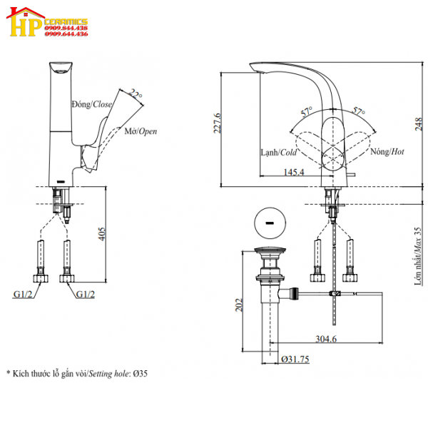VÒI CHẬU LAVABO NÓNG LẠNH TOTO TLG01309B CHÍNH HÃNG