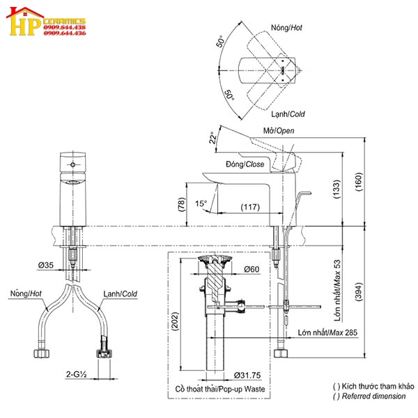 VÒI LAVABO NÓNG LẠNH TLG02301V CHÍNH HÃNG