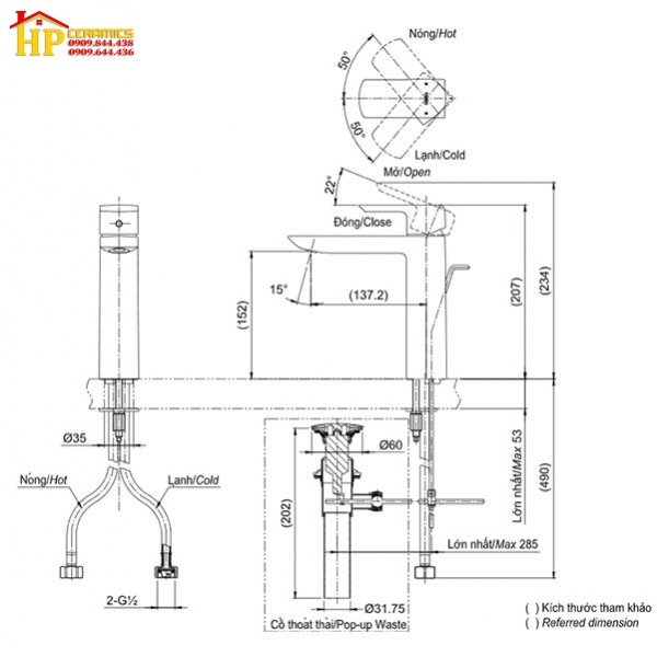 VÒI LAVABO NÓNG LẠNH TOTO TLG02304V CHÍNH HÃNG