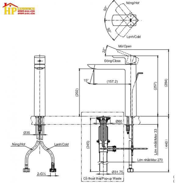 VÒI LAVABO NÓNG LẠNH TOTO TLG02307V CHÍNH HÃNG