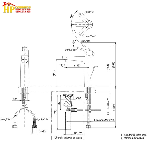 VÒI LAVABO NÓNG LẠNH TOTO  TLG03303V CHÍNH HÃNG