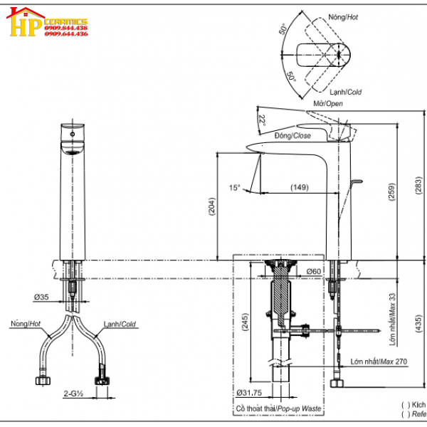 VÒI LAVABO NÓNG LẠNH TOTO  TLG04307V CHÍNH HÃNG