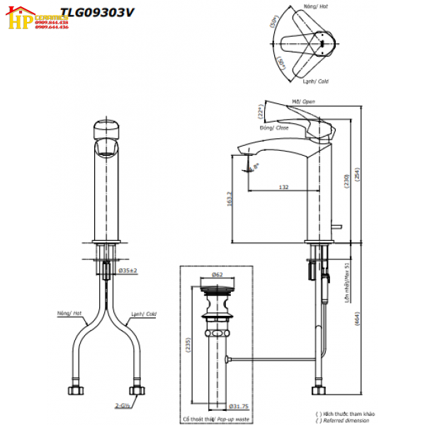 VÒI LAVABO NÓNG LẠNH TOTO TLG09303V CHÍNH HÃNG