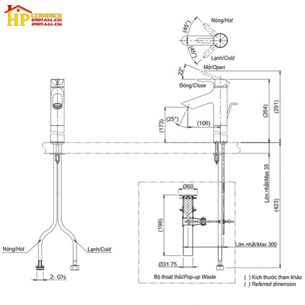 VÒI LAVABO NÓNG LẠNH TOTO TLS01301V CHÍNH HÃNG