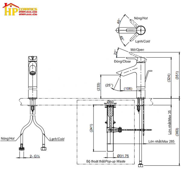 VÒI LAVABO NÓNG LẠNH TOTO TLS01307V CHÍNH HÃNG