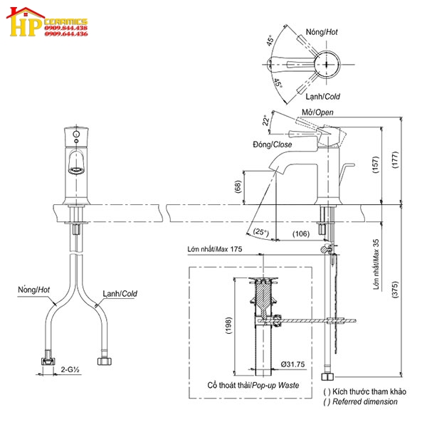 VÒI LAVABO NÓNG LẠNH TOTO TLS02301V CHÍNH HÃNG