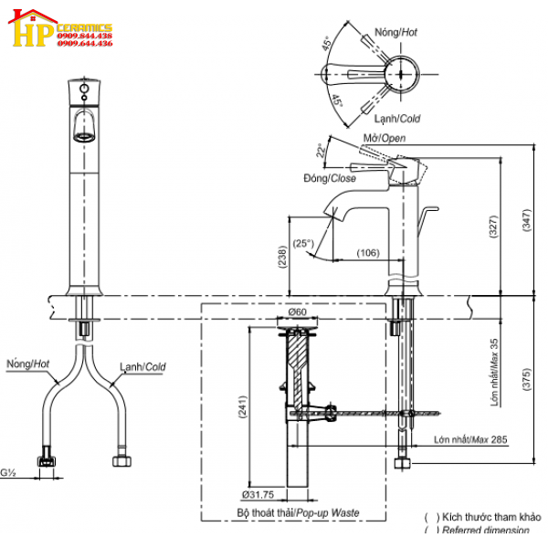 VÒI LAVABO NÓNG LẠNH TOTO  TLS02305V CHÍNH HÃNG
